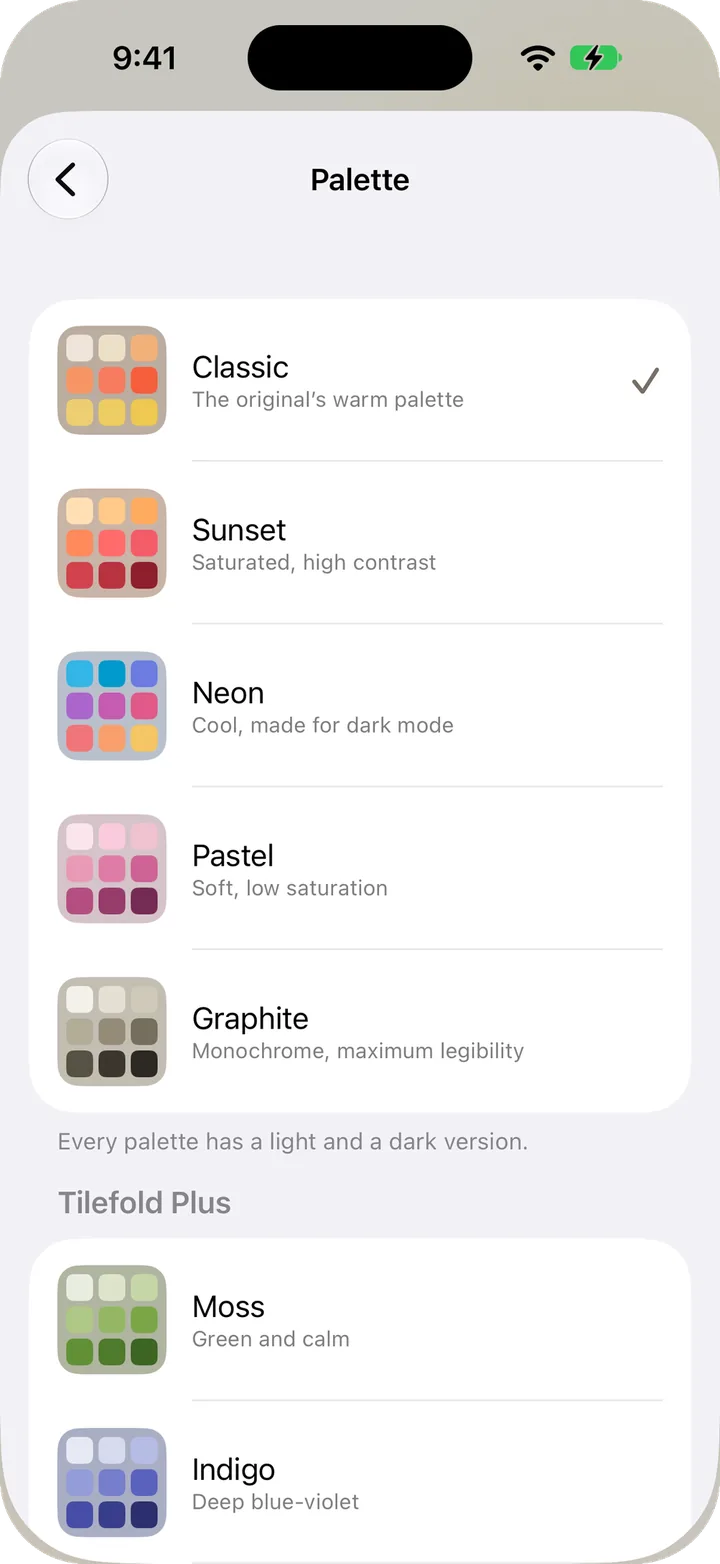Choosing a palette in Tilefold