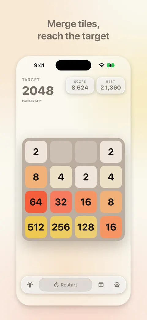Board, merge tiles to reach the target