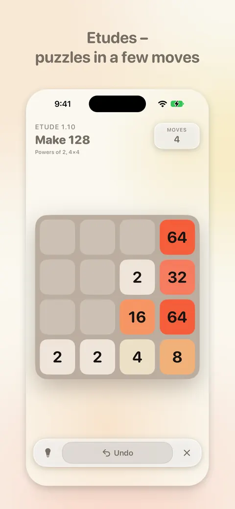 An etude: make 128 in 4 moves